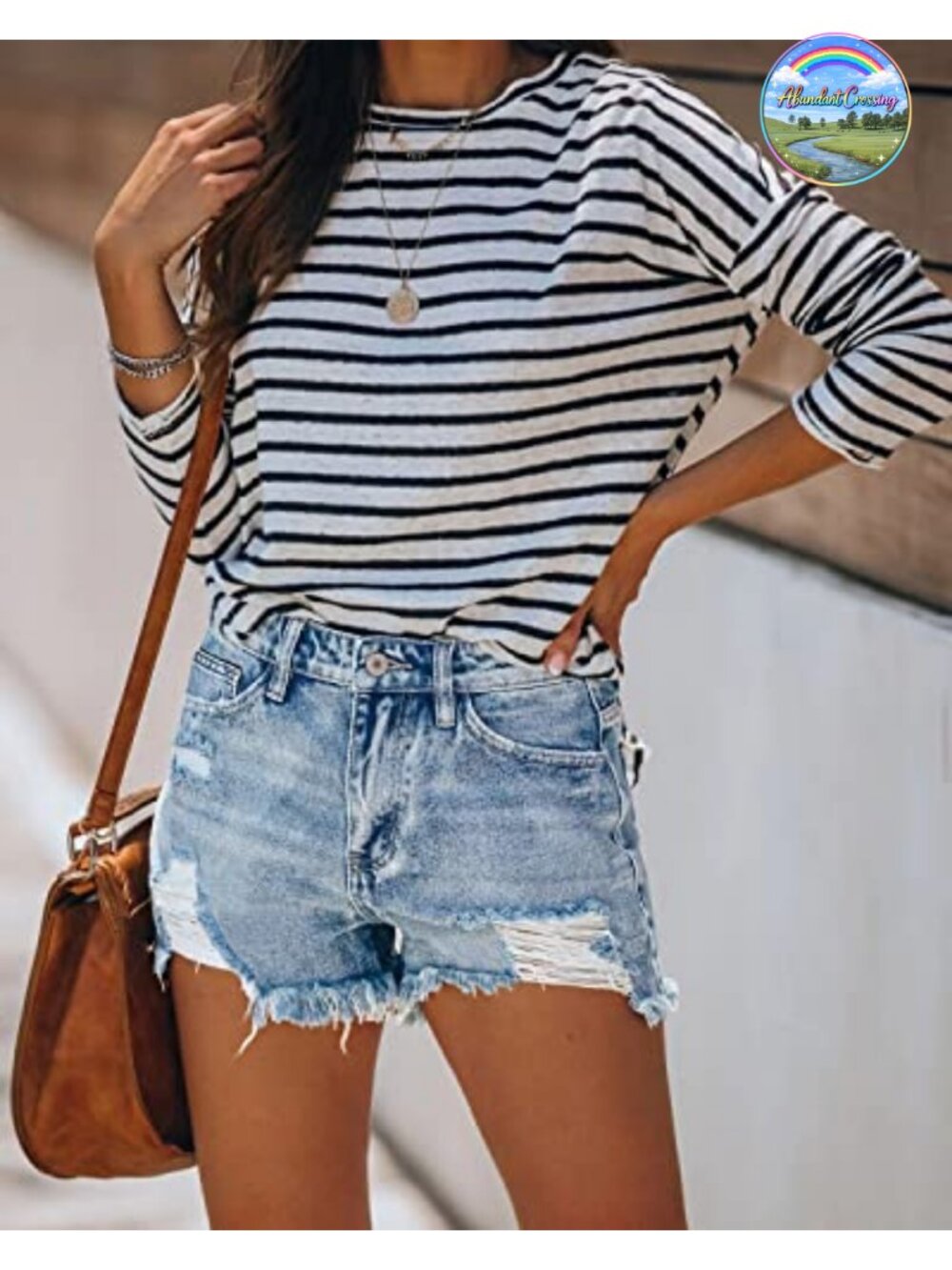 Ripped Mid-High Waisted Stretchy Denim Jean Shorts - Picture 2 of 6